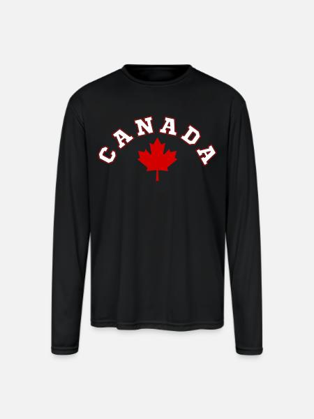 CANADA MAPLE LEAF - Men's Moisture Wicking Performance Long Sleeve T-Shirt - black