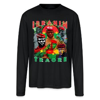 Ibrahim Traore Vintage bootleg Pan-Africa t-shirt - Men's Moisture Wicking Performance Long Sleeve T-Shirt - black - Front