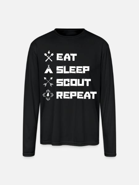 Eat Sleep Scout Repeat Scouting Hobby - Men's Moisture Wicking Performance Long Sleeve T-Shirt - black