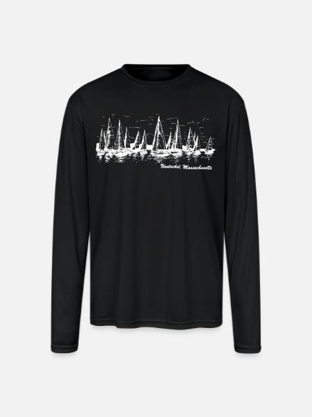 Nantucket, Massachusetts - Men's Moisture Wicking Performance Long Sleeve T-Shirt - black