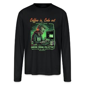 zombie programmer life code in code out - Men's Moisture Wicking Performance Long Sleeve T-Shirt - black - Front