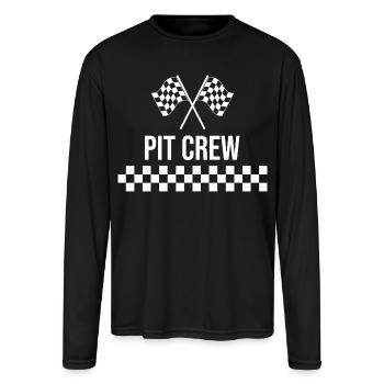 Pit Crew Checkered Race Flag - Men's Moisture Wicking Performance Long Sleeve T-Shirt - black - Front