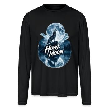 Howl Moon Wolf - Men's Moisture Wicking Performance Long Sleeve T-Shirt - black - Front