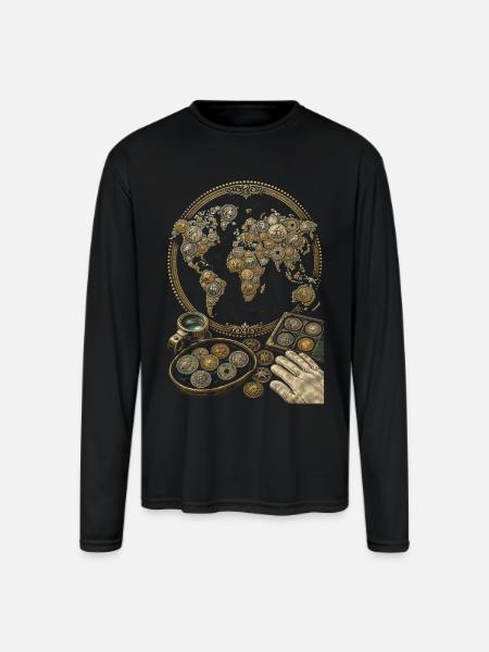 Coin collector Numismatist - Men's Moisture Wicking Performance Long Sleeve T-Shirt - black