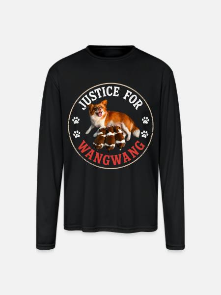 Justice For Wangwang Dog - Men's Moisture Wicking Performance Long Sleeve T-Shirt - black