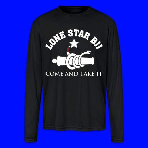 Lone Star BJJ - Come and Take It - White and Red - Men's Moisture Wicking Performance Long Sleeve T-Shirt
