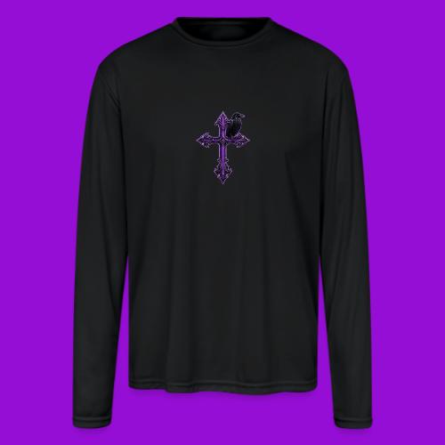Gothix Raven Cross - Men's Moisture Wicking Performance Long Sleeve T-Shirt