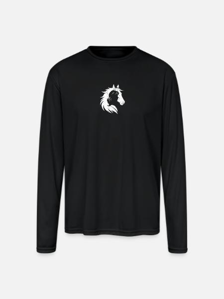 Silhouette Stallion Portrait - Men's Moisture Wicking Performance Long Sleeve T-Shirt - black