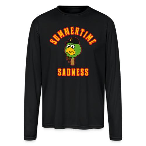 Summertime Sadness (Front Only, Full, w/ Red) - Men's Moisture Wicking Performance Long Sleeve T-Shirt