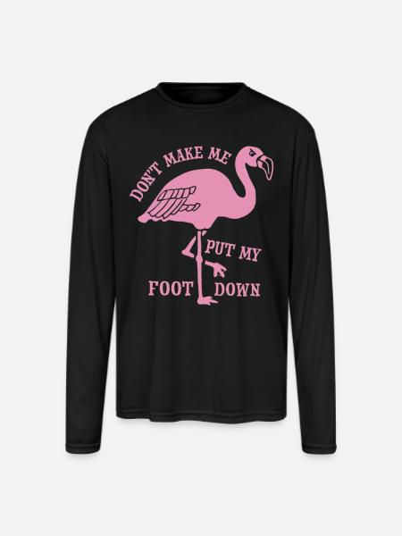 Flamingo Foot Down - Men's Moisture Wicking Performance Long Sleeve T-Shirt - black