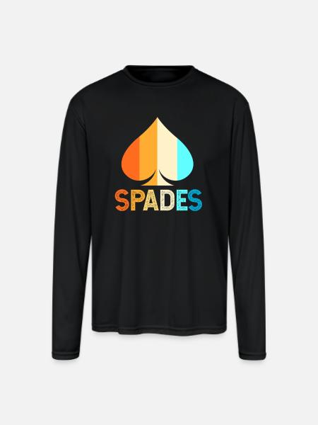 Spades Card Game Player - Men's Moisture Wicking Performance Long Sleeve T-Shirt - black