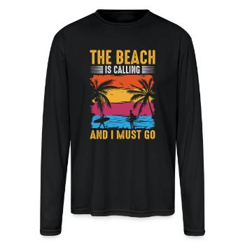 Beach Calling - Men's Moisture Wicking Performance Long Sleeve T-Shirt - black - Front