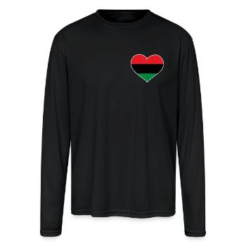 Juneteenth Pan African heart - Men's Moisture Wicking Performance Long Sleeve T-Shirt - black - Front