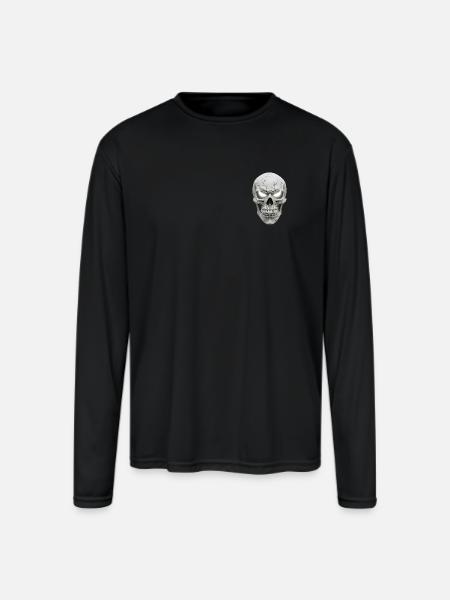Cracked Skull Chrome Gaze - Men's Moisture Wicking Performance Long Sleeve T-Shirt - black