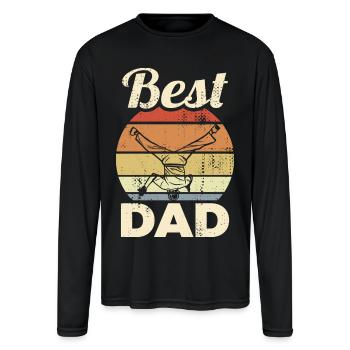 Best Break Dance Papa - Men's Moisture Wicking Performance Long Sleeve T-Shirt - black - Front