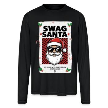 Swag Santa Checkered Christmas - Men's Moisture Wicking Performance Long Sleeve T-Shirt - black - Front