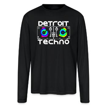 Detroit Turntables - Men's Moisture Wicking Performance Long Sleeve T-Shirt - black - Front