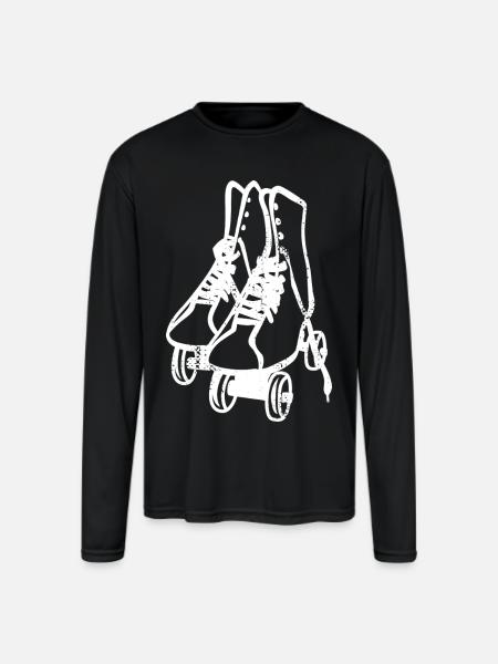 Retro Roller Skates - Men's Moisture Wicking Performance Long Sleeve T-Shirt - black