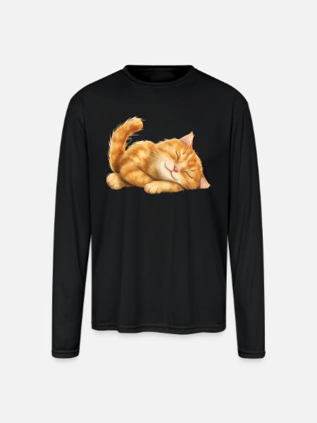 Funny Cat - Men's Moisture Wicking Performance Long Sleeve T-Shirt - black