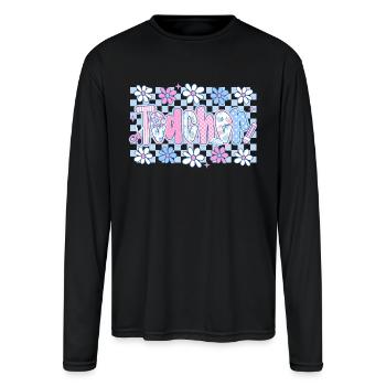 Checkered Teacher Floral Teacher - Men's Moisture Wicking Performance Long Sleeve T-Shirt - black - Front