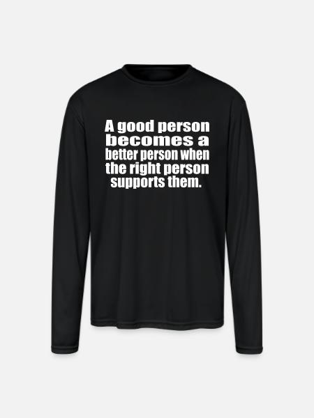 Support - Men's Moisture Wicking Performance Long Sleeve T-Shirt - black
