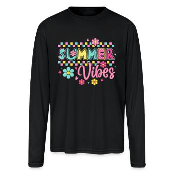 Summer Vibes Checkered Summer - Men's Moisture Wicking Performance Long Sleeve T-Shirt - black - Front