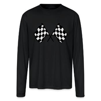 Checkered Racing Flags - Men's Moisture Wicking Performance Long Sleeve T-Shirt - black - Front
