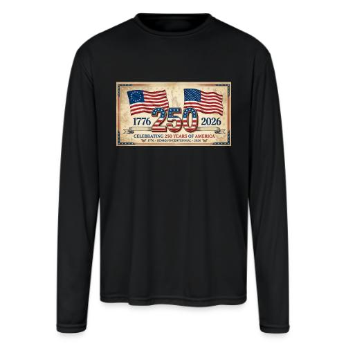 USA 250th Anniversary Flags Emblem - Men's Moisture Wicking Performance Long Sleeve T-Shirt