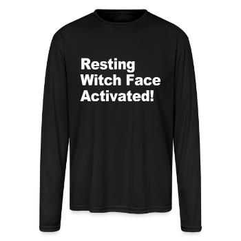 Resting Witch Face Activated - Men's Moisture Wicking Performance Long Sleeve T-Shirt - black - Front
