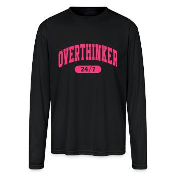 Overthinker 24/7 Funny Mental Loop Design - Men's Moisture Wicking Performance Long Sleeve T-Shirt - black - Front