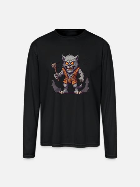 Halloween Werewolf - Men's Moisture Wicking Performance Long Sleeve T-Shirt - black