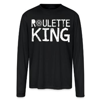 Funny Gambling Roulette King - Men's Moisture Wicking Performance Long Sleeve T-Shirt - black - Front