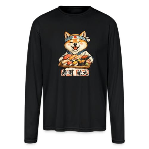 Funny Shiba Inu Sushi Kawaii Dog Tee - Men's Moisture Wicking Performance Long Sleeve T-Shirt