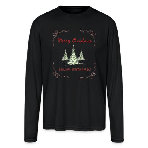 Beautiful Green Christmas Tree Graphic - Men's Moisture Wicking Performance Long Sleeve T-Shirt