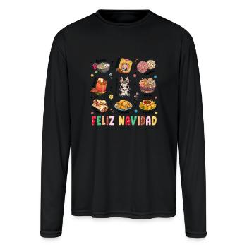 Christmas Mexican Pan Dulce Spanish Christmas - Men's Moisture Wicking Performance Long Sleeve T-Shirt - black - Front