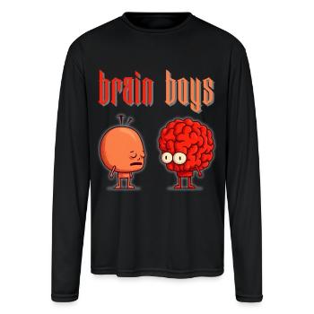 Cognitive Comrades: Brain Boys - Men's Moisture Wicking Performance Long Sleeve T-Shirt - black - Front