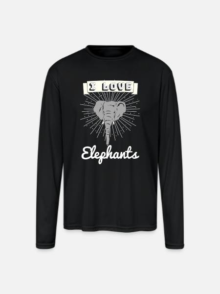 Elephant - Men's Moisture Wicking Performance Long Sleeve T-Shirt - black
