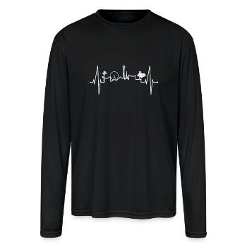 Las Vegas Skyline Heartbeat Nevada Poker USA Flag - Men's Moisture Wicking Performance Long Sleeve T-Shirt - black - Front