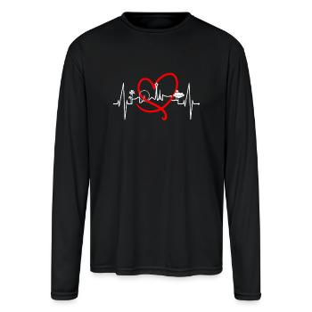 Las Vegas Skyline Heartbeat Nevada Poker USA Fan - Men's Moisture Wicking Performance Long Sleeve T-Shirt - black - Front