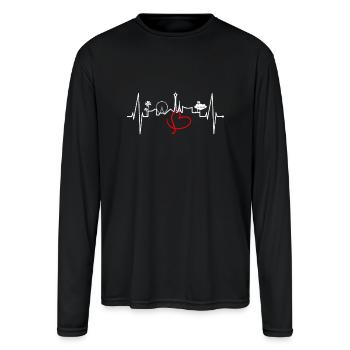 Las Vegas Skyline Heartbeat Nevada Poker USA Fan - Men's Moisture Wicking Performance Long Sleeve T-Shirt - black - Front