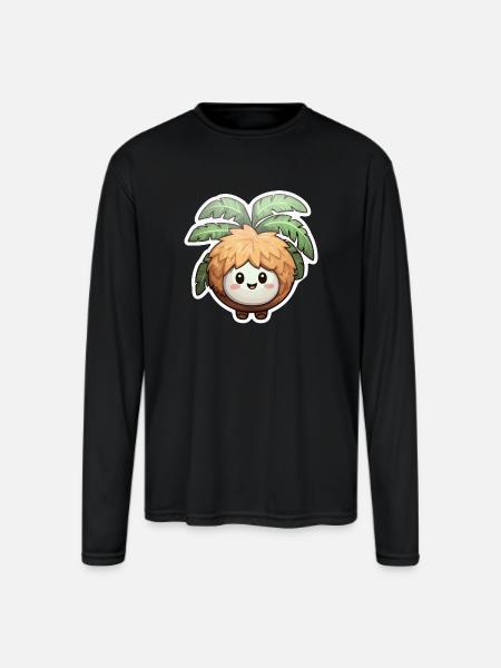 Coconut kawaii - Men's Moisture Wicking Performance Long Sleeve T-Shirt - black