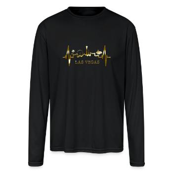Las Vegas Skyline Heartbeat Nevada Poker USA Fan - Men's Moisture Wicking Performance Long Sleeve T-Shirt - black - Front