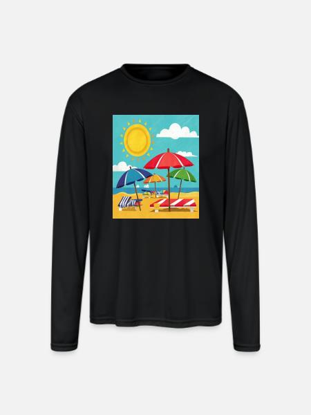 Beach Umbrellas - Men's Moisture Wicking Performance Long Sleeve T-Shirt - black