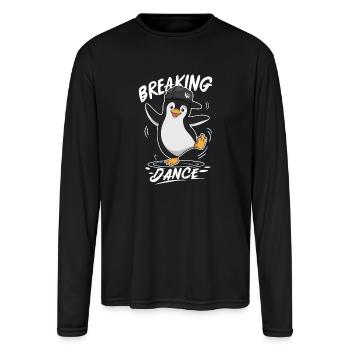 Breaking Dance Penguin Hip Hop - Men's Moisture Wicking Performance Long Sleeve T-Shirt - black - Front