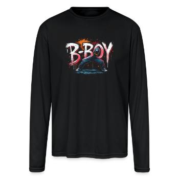 B-boy Break Dance Hip Hop Dance Dancer Break Dance - Men's Moisture Wicking Performance Long Sleeve T-Shirt - black - Front