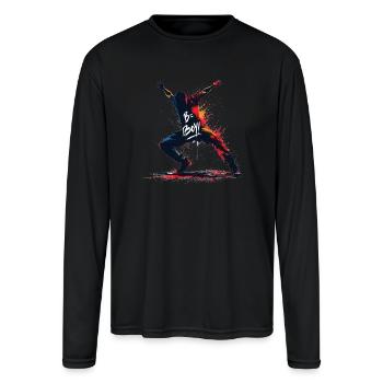 B-boy Break Dance Hip Hop Dance Dancer Break Dance - Men's Moisture Wicking Performance Long Sleeve T-Shirt - black - Front