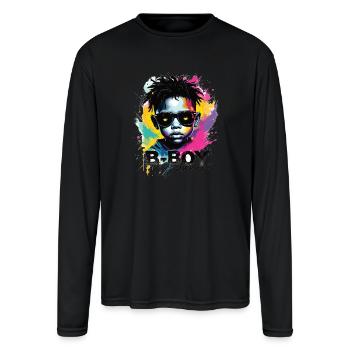 B-boy Break Dance Hip Hop Dance Dancer Break Dance - Men's Moisture Wicking Performance Long Sleeve T-Shirt - black - Front