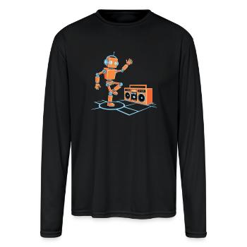 Breakdance Retro Robot Dance Break Dance Children - Men's Moisture Wicking Performance Long Sleeve T-Shirt - black - Front