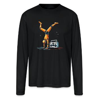 Breakdance Retro Robot Dance Break Dance Children - Men's Moisture Wicking Performance Long Sleeve T-Shirt - black - Front