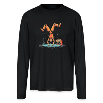 Breakdance Retro Robot Dance Break Dance Children - Men's Moisture Wicking Performance Long Sleeve T-Shirt - black - Front